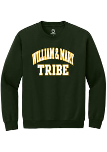 Summit Sportswear William & Mary Tribe Mens Green ARCH STACK Long Sleeve Crew Sweatshirt