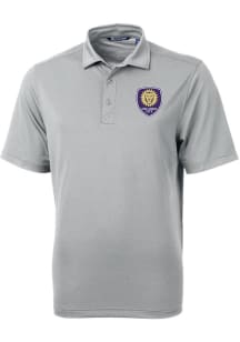 Cutter and Buck Orlando City SC Mens Grey Virtue Eco Pique Short Sleeve Polo