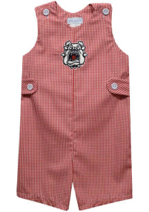 Vive La Fete Fresno State Bulldogs Baby Cardinal Gingham Overalls