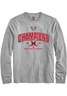 Summit Sportswear Miami RedHawks Grey 2025 MAC Field Hockey Champions Long Sleeve T Shirt