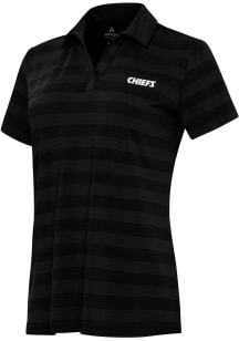 Antigua Kansas City Chiefs Womens Black Wordmark Tunnel Short Sleeve Polo Shirt
