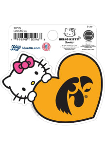 Iowa Hawkeyes Hello Kitty Heart Stickers - Yellow