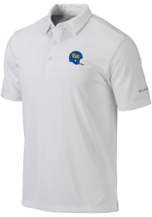 Columbia Pitt Panthers Mens White Vault Heat Seal Omni Wick Drive Short Sleeve Polo