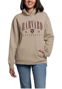 Harvard Crimson Womens Khaki 1991 Hooded Sweatshirt
