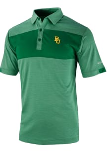 Columbia Baylor Bears Mens Green Heat Seal Omni Wick Total Control Short Sleeve Polo