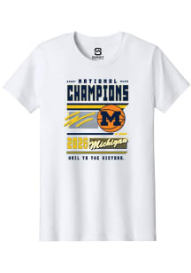 Summit Sportswear Michigan Wolverines Youth White MBB National Champs 2026 Magazine Short Sleeve T..