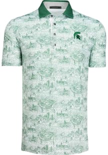 Greyson Michigan State Spartans Mens White Campus Scene Short Sleeve Fashion Polo