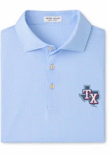 Peter Millar Texas Rangers Mens Light Blue Border Short Sleeve Fashion Polo