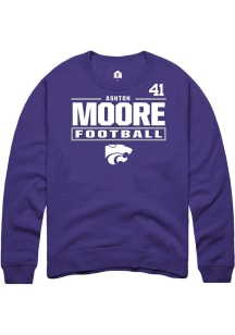 Ashton Moore K-State Wildcats Mens Purple Football NIL Stacked Box Player Crew