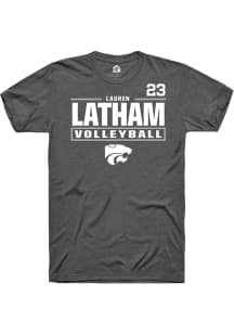 Lauren Latham K-State Wildcats Dark Grey NIL Stacked Box Short Sleeve Player T Shirt