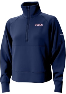 Columbia UConn Huskies Womens Navy Blue Heat Seal Wickham Hills Qtr Zip Pullover
