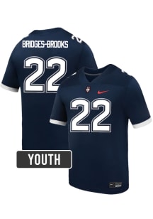 Axavier Bridges Brooks UConn Huskies Youth Navy Blue Nike NIL Name And Number Football Jersey