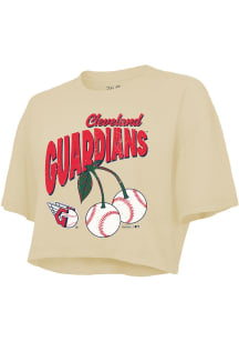 Cleveland Guardians Womens White Boxy Crop Short Sleeve T-Shirt