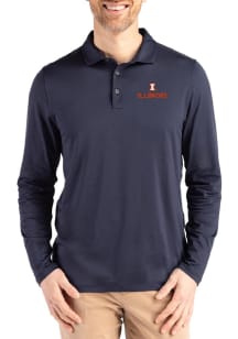 Cutter and Buck Illinois Fighting Illini Mens Navy Blue Coastline Long Sleeve Polo Shirt