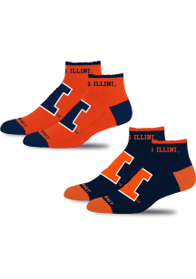 Illinois Fighting Illini Front and Center 2pk Mens No Show Socks