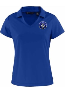 Cutter and Buck Montreal Impact Womens Blue Daybreak V Neck Short Sleeve Polo Shirt