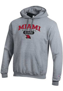 Champion Miami RedHawks Mens Grey Pill Box Alumni Powerblend Long Sleeve Hoodie
