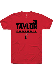 Zach Taylor Cincinnati Bearcats Red Football NIL Stacked Box Short Sleeve Player T Shirt