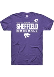 Lincoln Sheffield  K-State Wildcats Purple Rally NIL Stacked Box Short Sleeve T Shirt