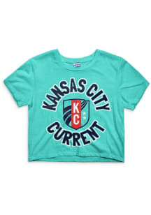 Charlie Hustle KC Current Womens Teal Classic Crop Short Sleeve T-Shirt