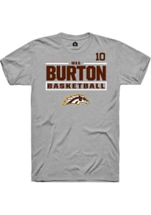 Max Burton Western Michigan Broncos Grey NIL Stacked Box Short Sleeve Player T Shirt