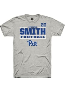 Synkwan Smith Pitt Panthers Ash Football NIL Stacked Box Short Sleeve Player T Shirt