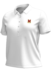 Under Armour Maryland Terrapins Womens White Pique Short Sleeve Polo Shirt