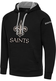 Antigua New Orleans Saints Mens Black Victory Hood Long Sleeve Hoodie