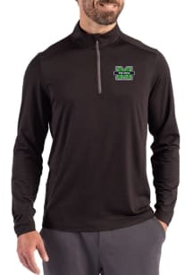 Cutter and Buck Marshall Thundering Herd Mens Black Coastline Long Sleeve Qtr Zip Pullover