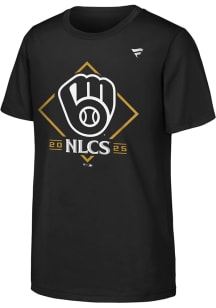 Milwaukee Brewers Youth Black 2025 Division Series Clinch Locker Room Short Sleeve T-Shirt