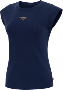 Antigua New Orleans Pelicans Womens Navy Blue Show Off Short Sleeve T-Shirt
