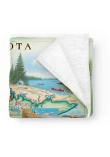 Minnesota State Map Fleece Blanket - White