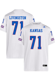 James Livingston  Adidas Kansas Jayhawks White NIL Name And Number Football Jersey