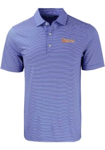 Cutter and Buck Florida Gators Mens Blue Double Stripe Script Short Sleeve Polo