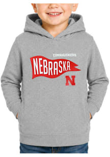 Little King Nebraska Cornhuskers Toddler Grey Pennant Long Sleeve Hooded Sweatshirt