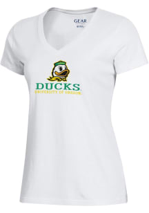 Gear for Sports Oregon Ducks Womens White Logo  Mia Short Sleeve T-Shirt
