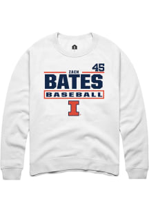 Zach Bates Illinois Fighting Illini Mens White NIL Stacked Box Player Crew