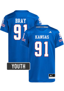 Alex Bray Kansas Jayhawks Youth Royal Blue Adidas NIL Name And Number Football Jersey