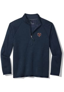 Tommy Bahama Chicago Bears Mens Navy Blue Playoff Long Sleeve Qtr Zip Pullover