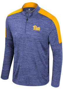 Colosseum Pitt Panthers Mens Blue Consistency Long Sleeve Qtr Zip Pullover