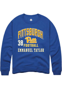 Emmanuel Taylor Pitt Panthers Mens Blue Football NIL Arch Logo Player Crew
