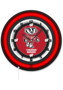 Wisconsin Badgers Mascot 19in Neon Wall Clock