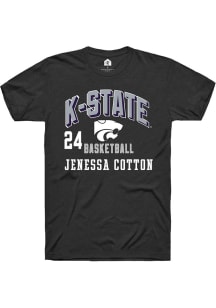 Jenessa Cotton K-State Wildcats Black NIL Arch Logo Short Sleeve Player T Shirt