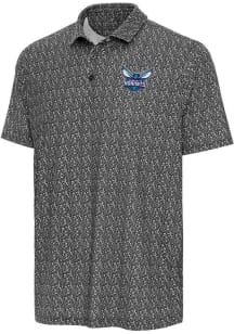 Antigua Charlotte Hornets Mens Black Botanic Short Sleeve Polo