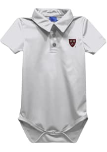 Vive La Fete Harvard Crimson Baby White Team Short Sleeve One Piece Polo