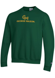 Champion George Mason University Mens Green Wordmark Powerblend Long Sleeve Crew Sweatshirt