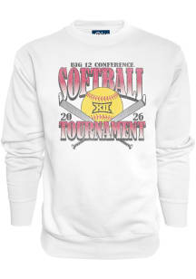 Blue 84 Big 12 Mens White 2026 Big 12 Softball Tournament Oversized Long Sleeve Crew Sweatshirt