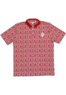 Indiana Hoosiers Mens Crimson Poppies Short Sleeve Fashion Polo