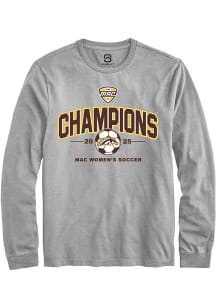 Summit Sportswear Western Michigan Broncos Grey 2025 MAC Soccer Champions Long Sleeve T Shirt