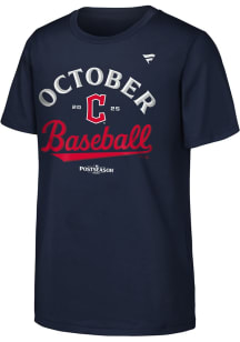 Cleveland Guardians Youth Navy Blue 2025 Postseason Participant Locker Room Short Sleeve T-Shirt